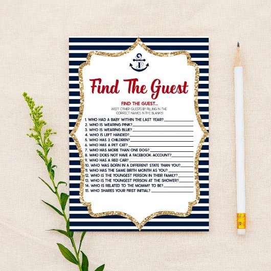 Nautical Find the Guest Baby shower Game Briefpapier
