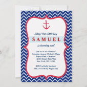 Nautical First Birthday Boy Photo Party Invitation Kaart (Achterkant)