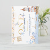 Nautical First Birthday Invitation Kaart (Staand voorkant)