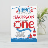 Nautical First Birthday Kaart (Staand voorkant)