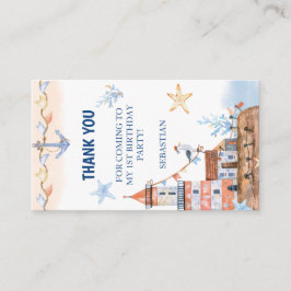 Nautical First Birthday Thank‑You Card Informatiekaartje