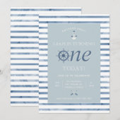 Nautical First Birthday Uitnodiging (Voorkant / Achterkant)