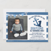 Nautical First Birthday Uitnodiging (Voorkant)