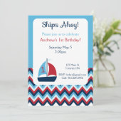 Nautical First Birthday Uitnodiging (Staand voorkant)