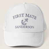 Nautical First Mate Anchor Boat Name Navy baseball Trucker Pet (Voorkant)