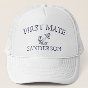 Nautical First Mate Anchor Boat Name Navy baseball Trucker Pet