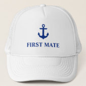 Nautical First Mate Anchor White Trucker Pet (Voorkant)