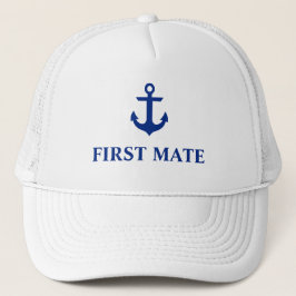 Nautical First Mate Anchor White Trucker Pet