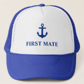 Nautical First Mate Anker Blauw Trucker Pet (Voorkant)