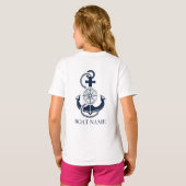 Nautical First Mate Boat Name Blue Anchor T-shirt (Achterkant volledig)