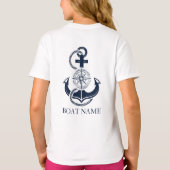 Nautical First Mate Boat Name Blue Anchor T-shirt (Achterkant)
