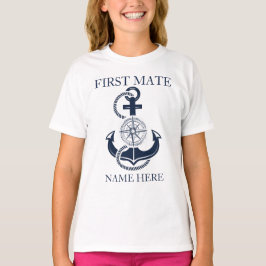 Nautical First Mate Boat Name Blue Anchor T-shirt