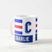 Nautical Flag Alphabet "C" Charlie Koffiemok (Voorkant links)