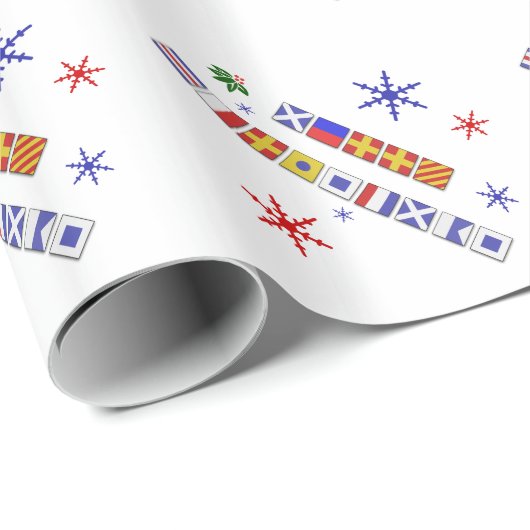 Nautical Flag Merry kerstcadeautje Cadeaupapier (Rol Hoek)