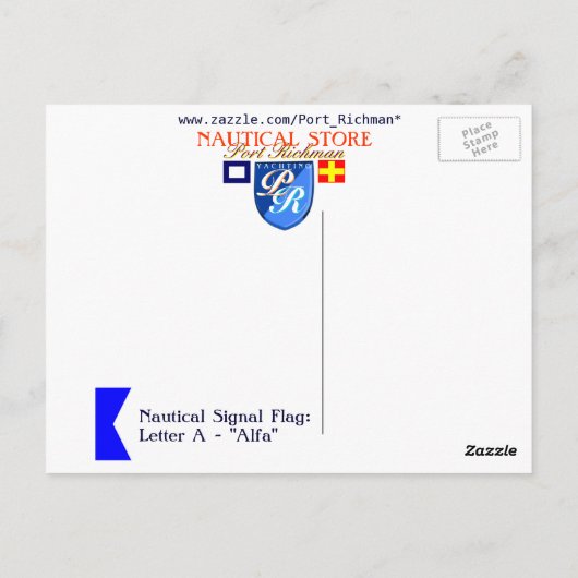 Nautical Flag Signal Letter A (Alfa) Briefkaart (Achterkant)