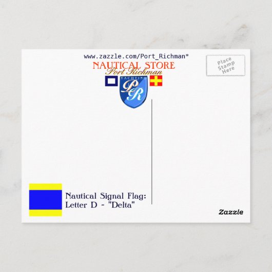 Nautical Flag Signal Letter D (Delta) Briefkaart (Achterkant)