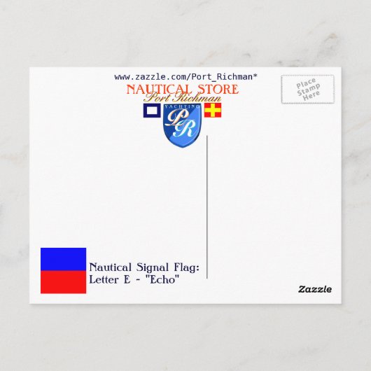 Nautical Flag Signal Letter E (Echo) Briefkaart (Achterkant)