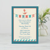 Nautical Flags and Anchor Invitation Kaart (Staand voorkant)