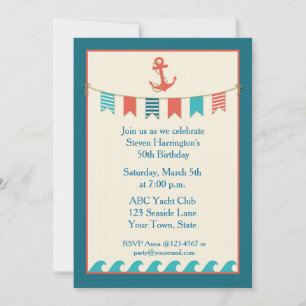 Nautical Flags and Anchor Invitation Kaart