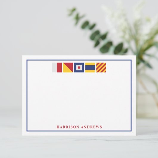 Nautical Flags Personalized Note Cards Bedankkaart (Staand voorkant)