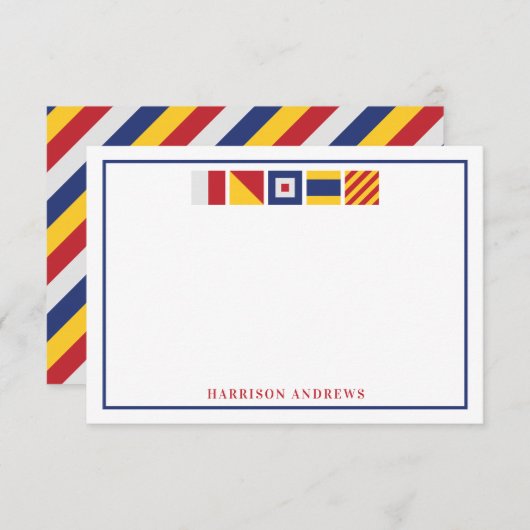Nautical Flags Personalized Note Cards Bedankkaart (Voorkant / Achterkant)