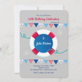 Nautical Flags with Life Preserver Invitation Kaart (Voorkant)