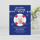 Nautical Flags with Life Preserver Photo Invite Kaart (Staand voorkant)