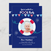 Nautical Flags with Life Preserver Photo Invite Kaart (Voorkant / Achterkant)