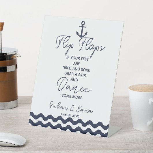 Nautical Flip Flop bruiloft party print Reclamebord Met Voetstuk (Insitu)
