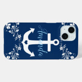 Nautical Floral & Anchor Case-Mate iPhone Case (Achterkant (horizontaal))