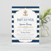 Nautical Floral Anchor Navy Blue Baby shower Kaart (Staand voorkant)