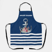Nautical, Floral Anchor Navy Blue Striped Schort (Voorkant)