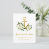 Nautical Floral Anchor Save the Date Briefkaart (Staand voorkant)