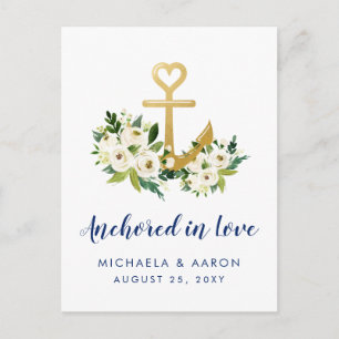 Nautical Floral Anchor Save the Date Briefkaart