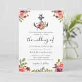 Nautical Floral Anchor Waterverf Wedding Knot Kaart (Staand voorkant)