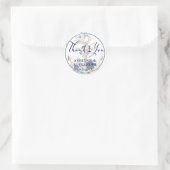 Nautical Floral Anchor Wedding Dank je Navy Blue Ronde Sticker (Tas)
