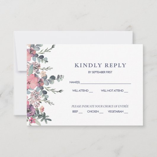 Nautical Floral Anchor Wedding RSVP Kaart (Voorkant)