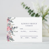 Nautical Floral Anchor Wedding RSVP Kaart (Staand voorkant)