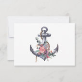 Nautical Floral Anchor Wedding RSVP Kaart (Achterkant)