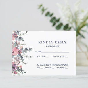 Nautical Floral Anchor Wedding RSVP Kaart