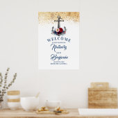 Nautical Floral Anchor Wedding Welcome Sign Poster (Keuken)