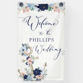 Nautical Floral Anchor Welcome Wedding Nautical Spandoek (Verticaal)