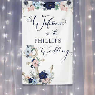 Nautical Floral Anchor Welcome Wedding Nautical Spandoek