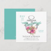 Nautical Floral Anchor with Ribbon Save the Date (Voorkant / Achterkant)
