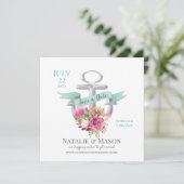 Nautical Floral Anchor with Ribbon Save the Date (Staand voorkant)