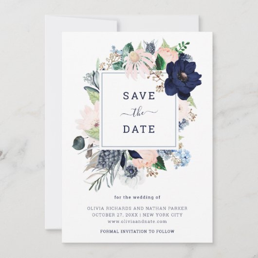 Nautical Floral and Stripes | Save The Date (Voorkant)