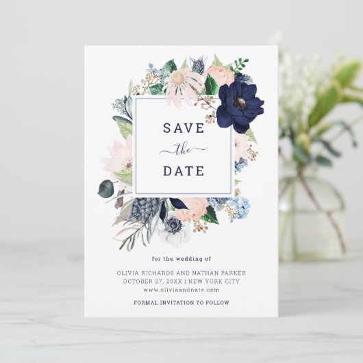Nautical Floral and Stripes | Save The Date (Staand voorkant)