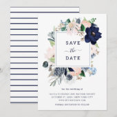 Nautical Floral and Stripes | Save The Date (Voorkant / Achterkant)