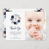 Nautical Floral and White | Fotobaptisme Bedankkaart (Voorkant / Achterkant)