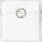 Nautical Floral Navy & Gold-gepersonaliseerde Show Ronde Sticker (Tas)